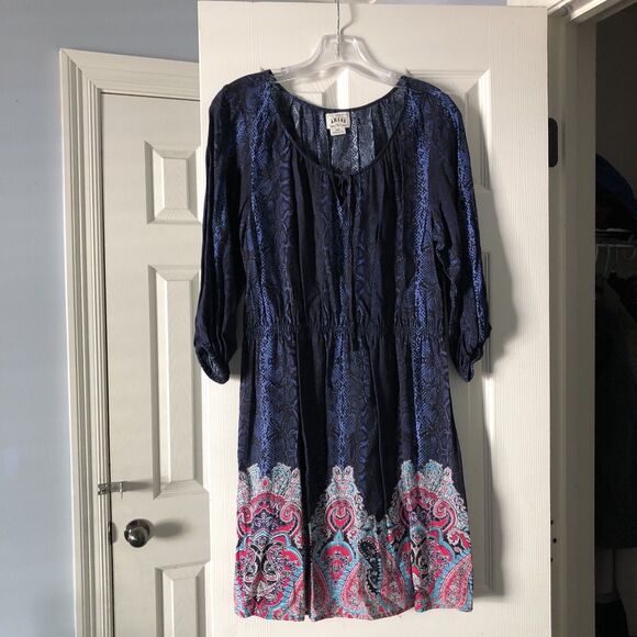 Ariat dress XS‎ blue multicolor snakeskin print fit & flare knee length casual - Picture 4 of 8